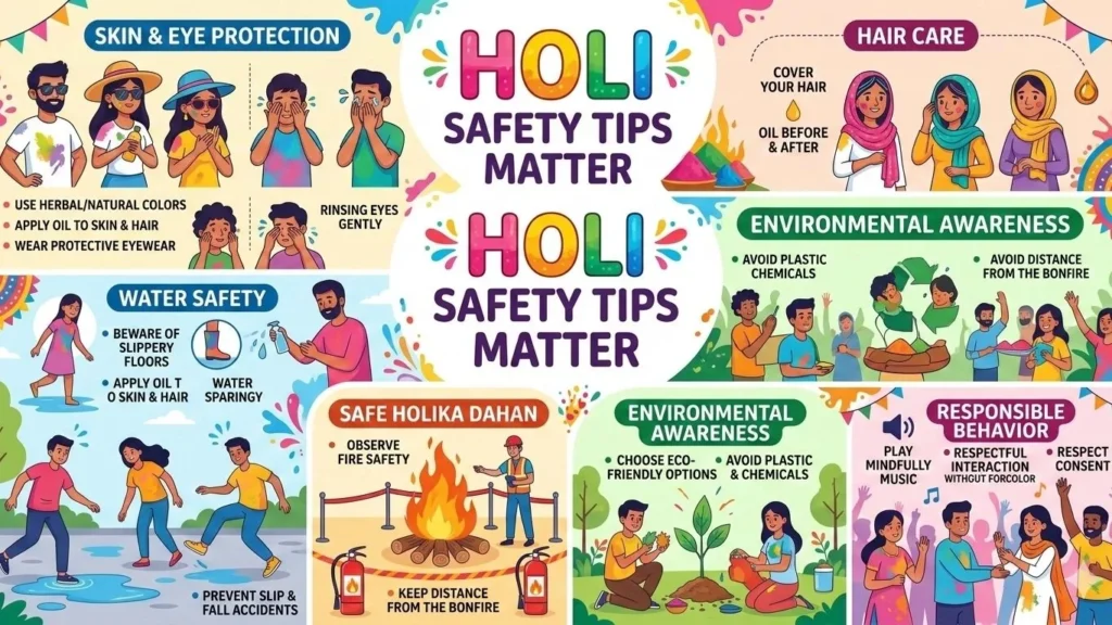 Modern Holi celebrations often involve chemical-based colors, water balloons, loud music, and large gatherings. 